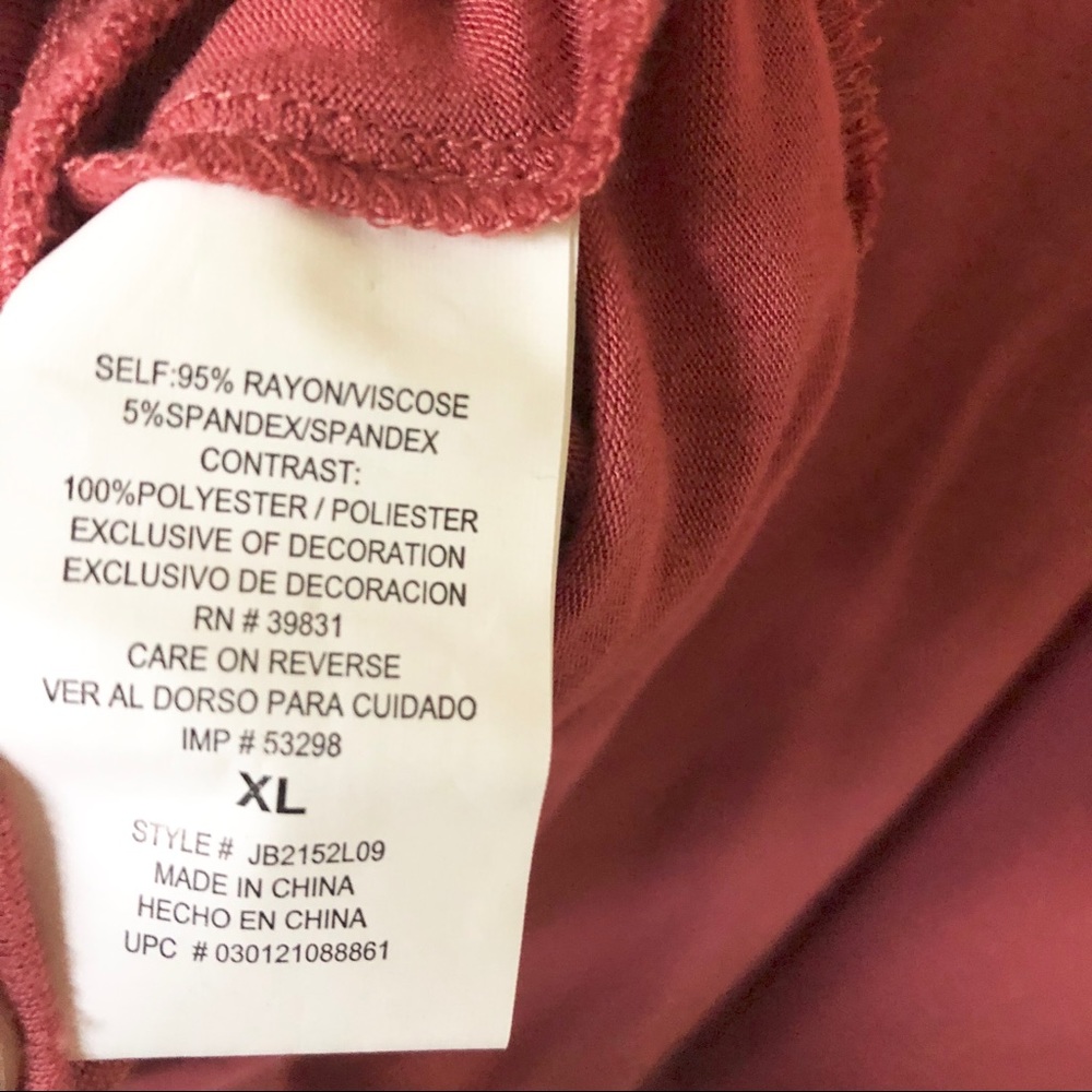 Jolt Dusty Rose Sheer and Stone Accent Blouse - Picture 7 of 8